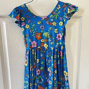 Girls Blue Floral Dot Dot Smile Dress